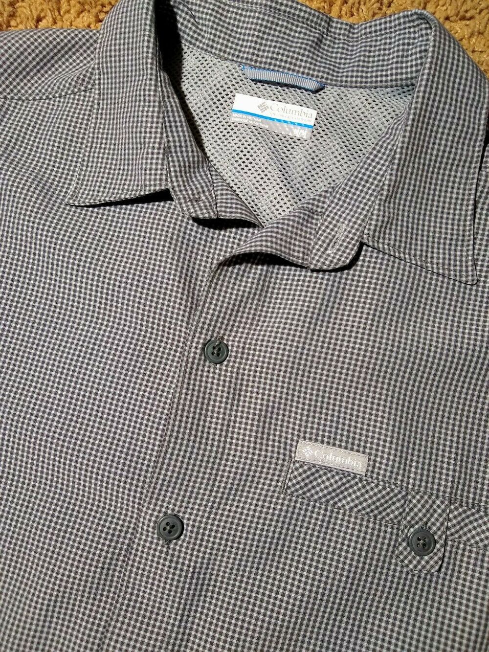 COLUMBIA MENS M BUTTON UP LIGHTWEIGHT OUTDOORS SHORT SLEEVE STRIPED SHIRT EUC